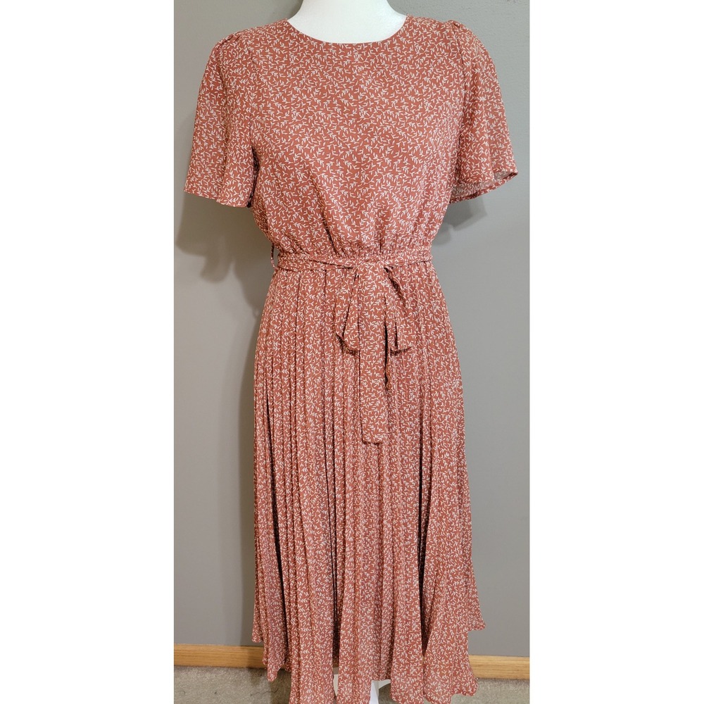 Polagram Pleated Tie Waist Midi Dress
